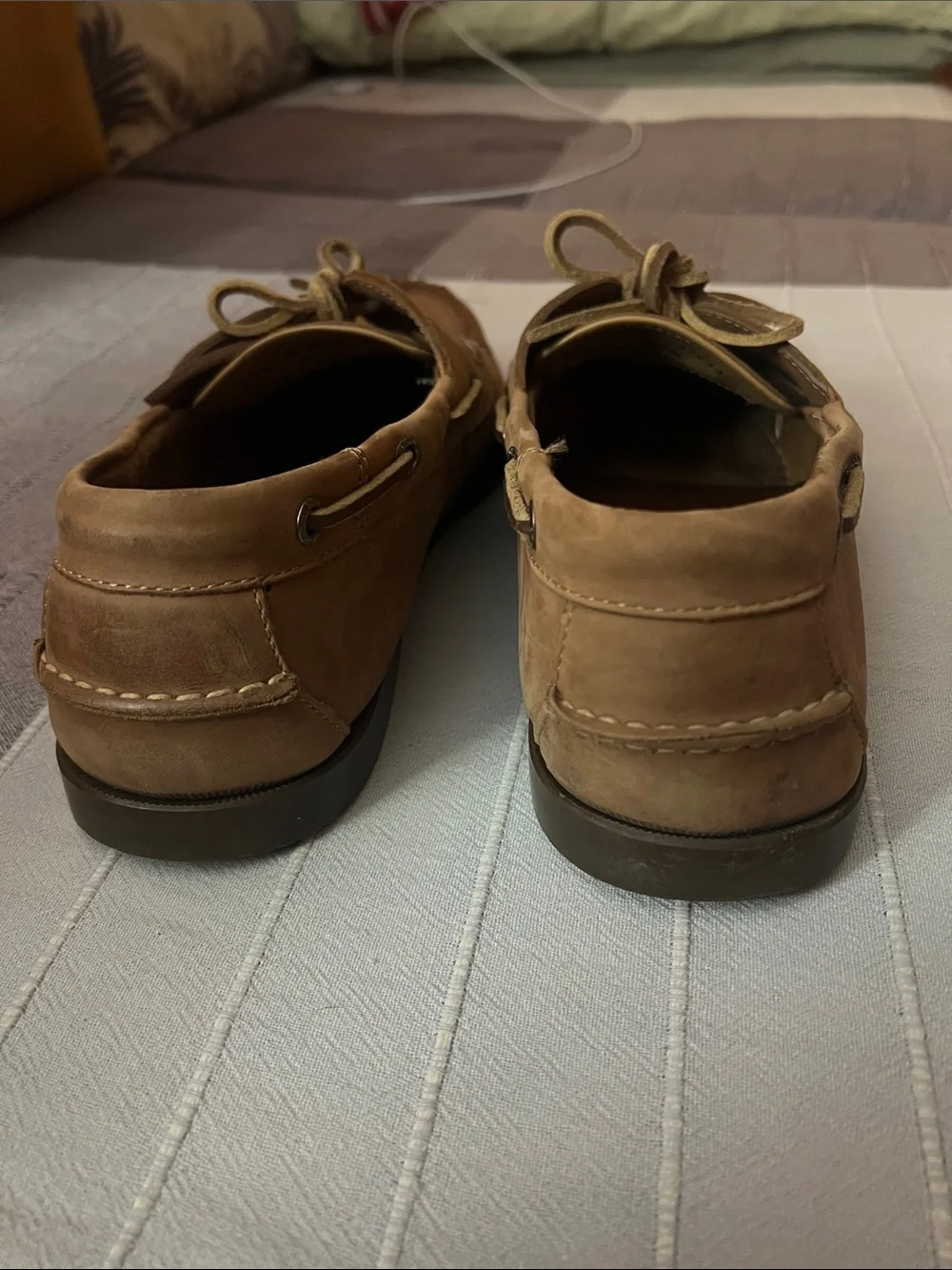 LL Bean Leather Boat Shoes 12 EXTRA WIDE